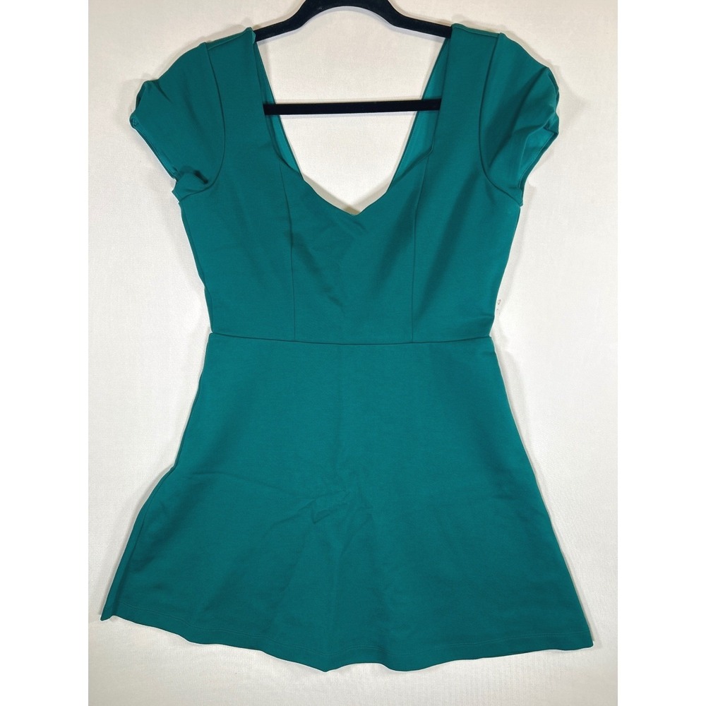 Urban Outfitters Green Fit Flare Dress V Neck Cap Sleeve Size 4